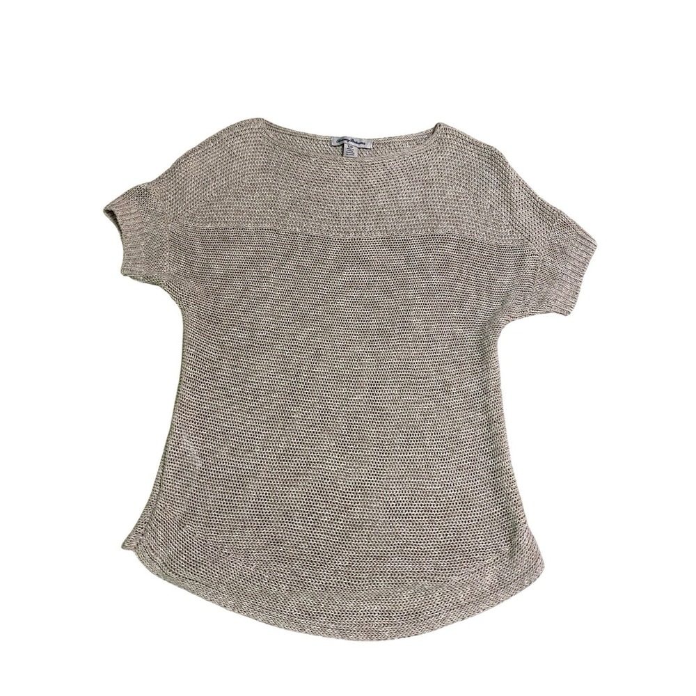 Tommy Bahama Paradise Sun Knit Sweater S Small Linen Blend Short Sleeve Beige